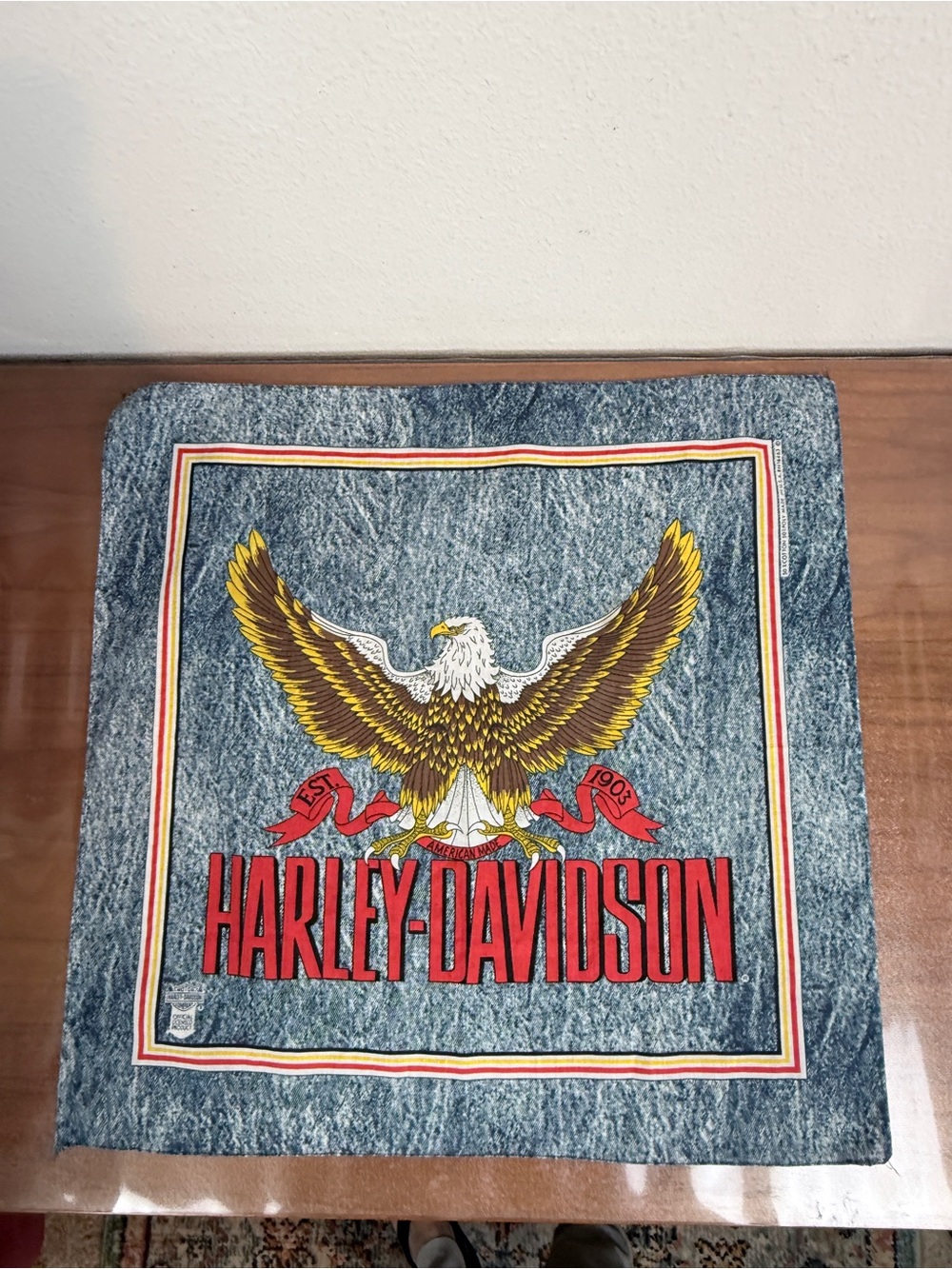 Vintage Harley-Davidson Eagle Bandana Scarf 80s